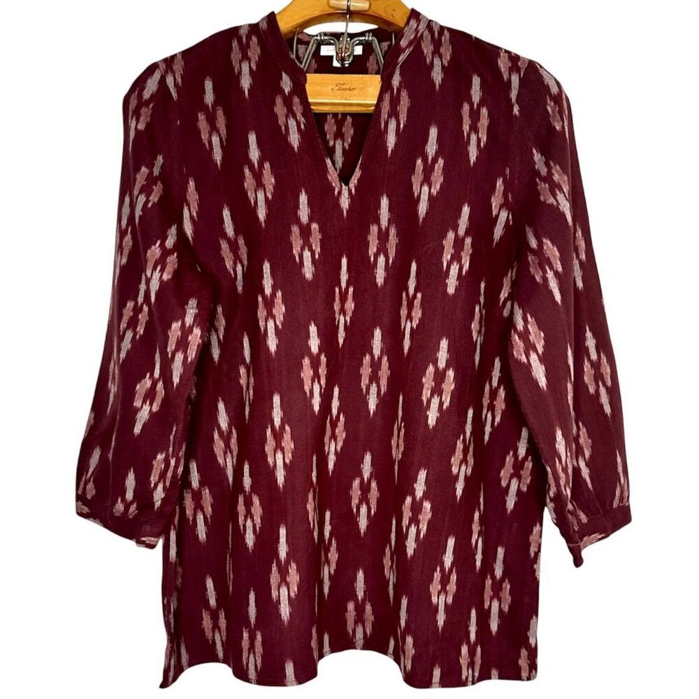 J. Jill Pure Jill Elements Ikat Tunic Top Boho, Fall Cotton Blouse Sz: M